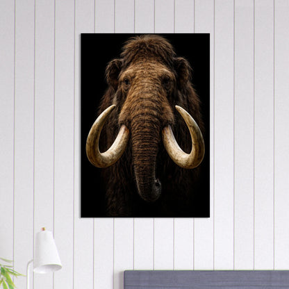 Mammut poster hängande på vit vägg ovanför sängen, med lampa – Fotorealistisk poster