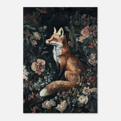 Klassiskt djurmotiv med räv och blommor på ljus bakgrundsprägling