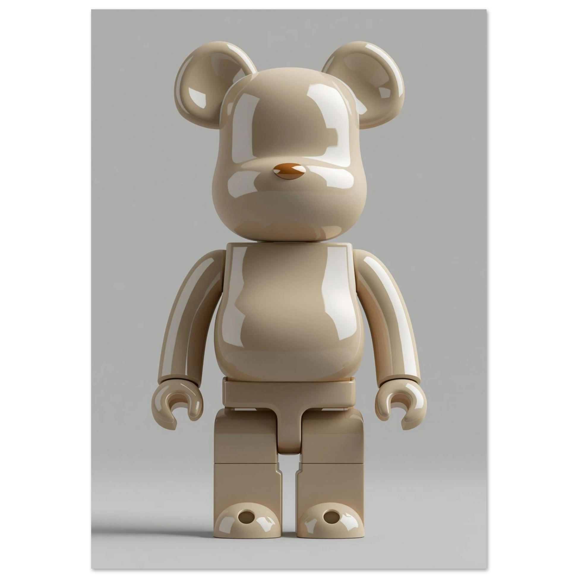 Stiliserad björn i samlarfigurs-stil, beige 3D-konst för väggen