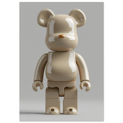 Stiliserad björn i samlarfigurs-stil, beige 3D-konst för väggen