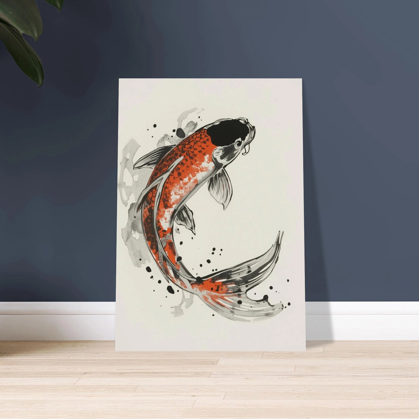 Koi i japansk bläckstil, livfull och graciös