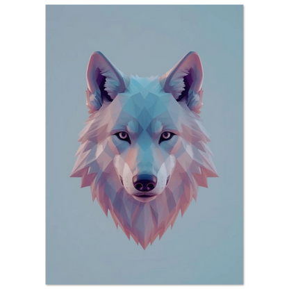 Modern djurposter föreställande ett vargansikte i abstrakt low poly-konst