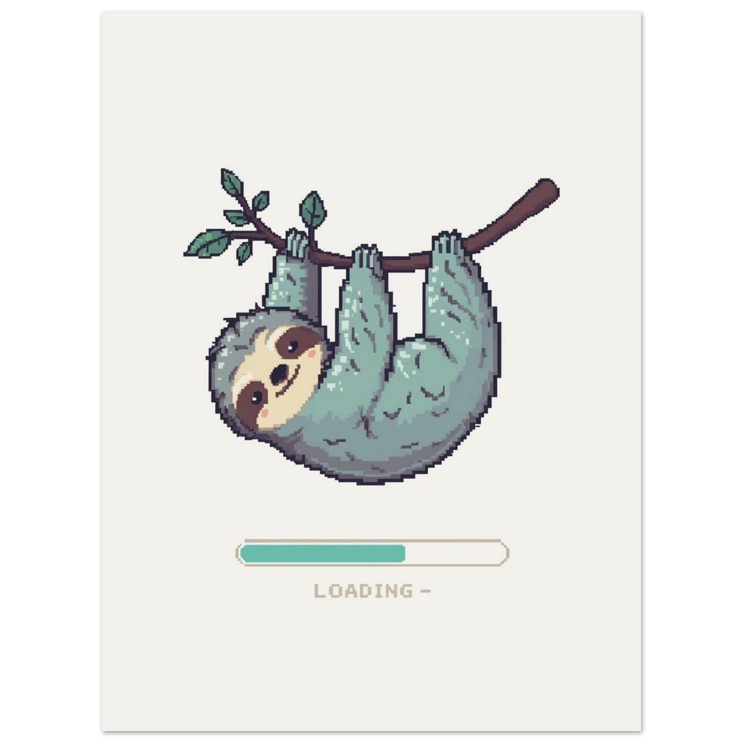 Söt sengångare som vilar på en gren, pixelkonst för spelrum