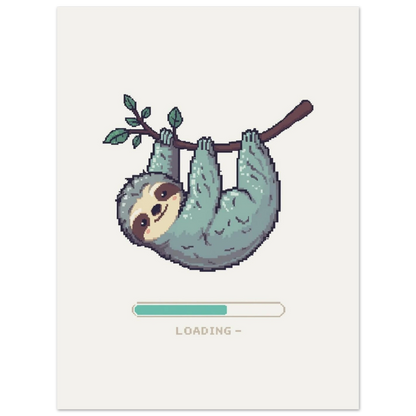 Söt sengångare som vilar på en gren, pixelkonst för spelrum