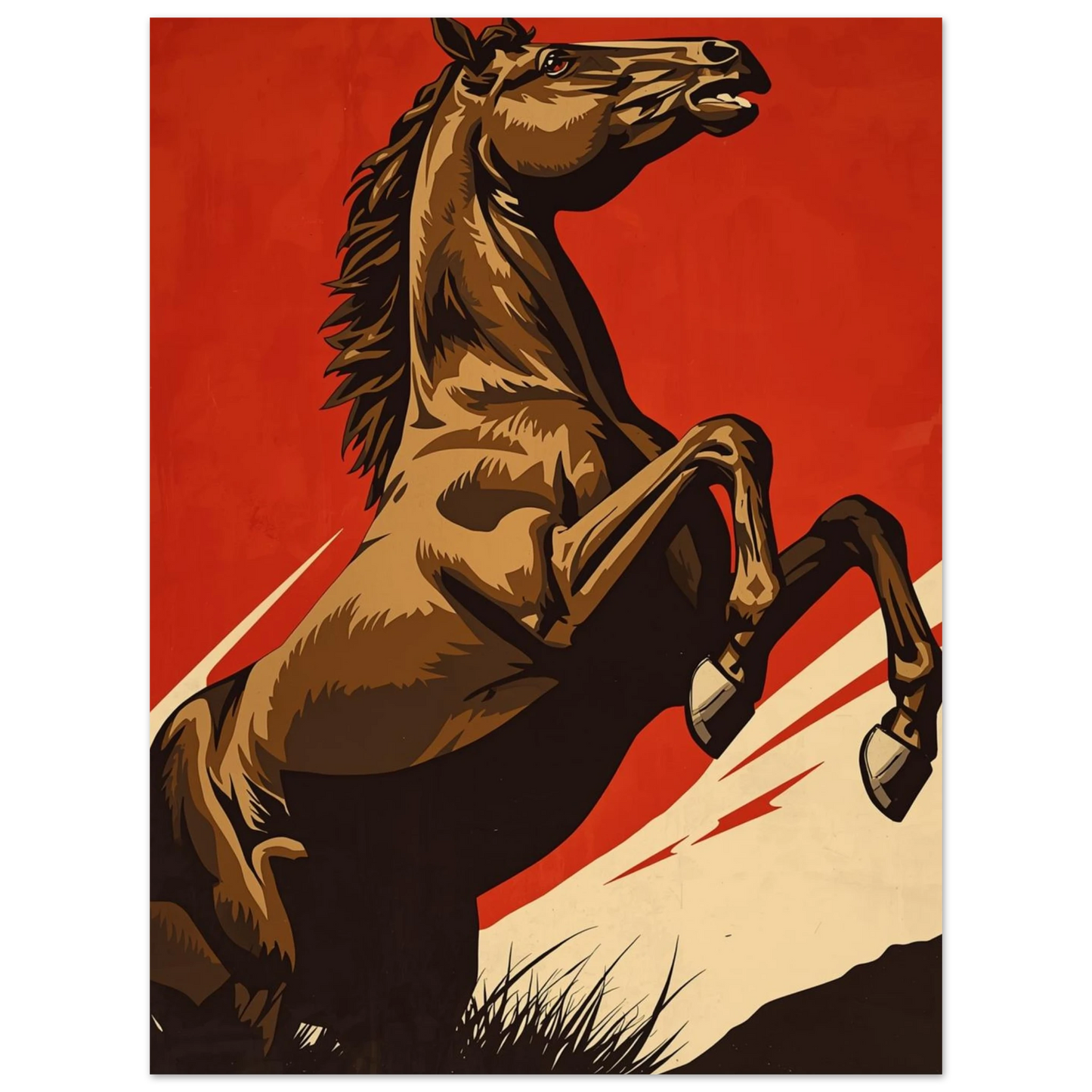 Närbild av resande häst poster med grafiska kontraster – Tecknad poster