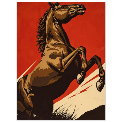 Närbild av resande häst poster med grafiska kontraster – Tecknad poster