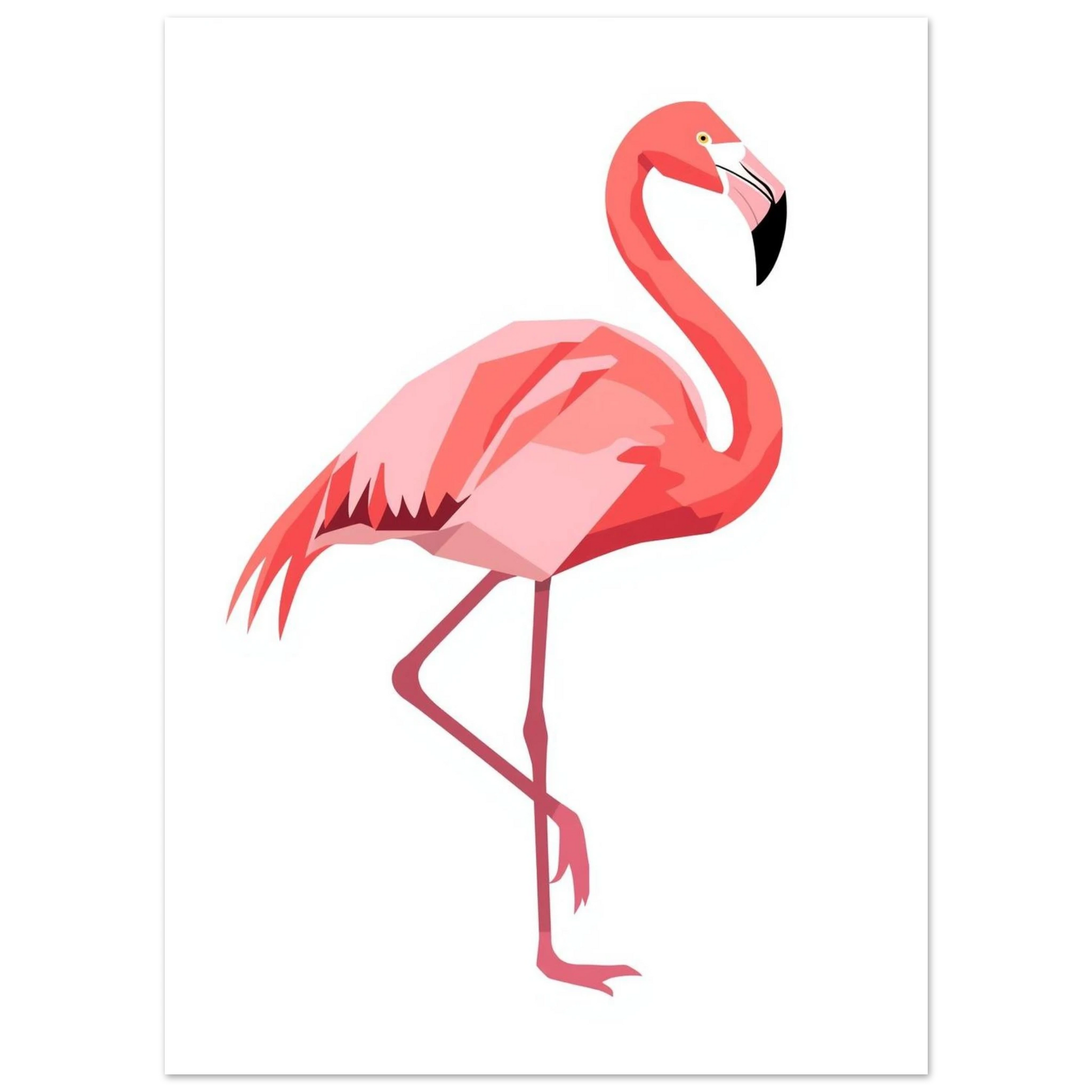 Modern djurposter föreställande en flamingo uppbyggd av minimalistiska polygonformer
