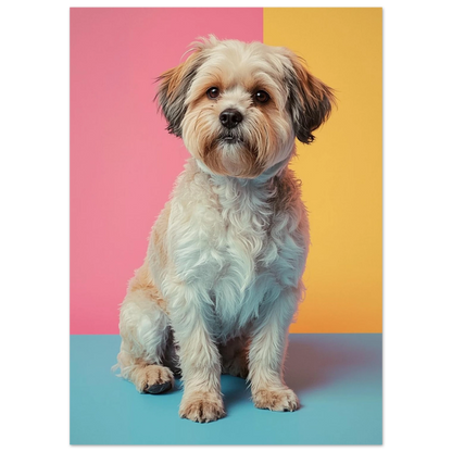 Charmigt hundmotiv med mjuka pastelltoner för ett kreativt hem