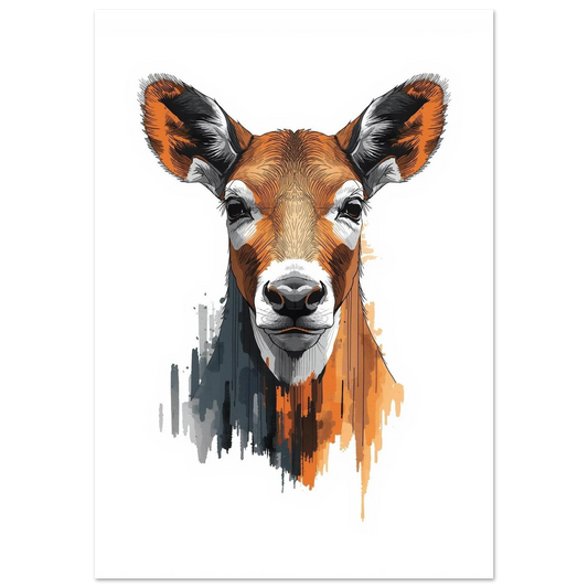 Närbild på ett hjorthuvud med konstnärliga penseldrag – Målad poster