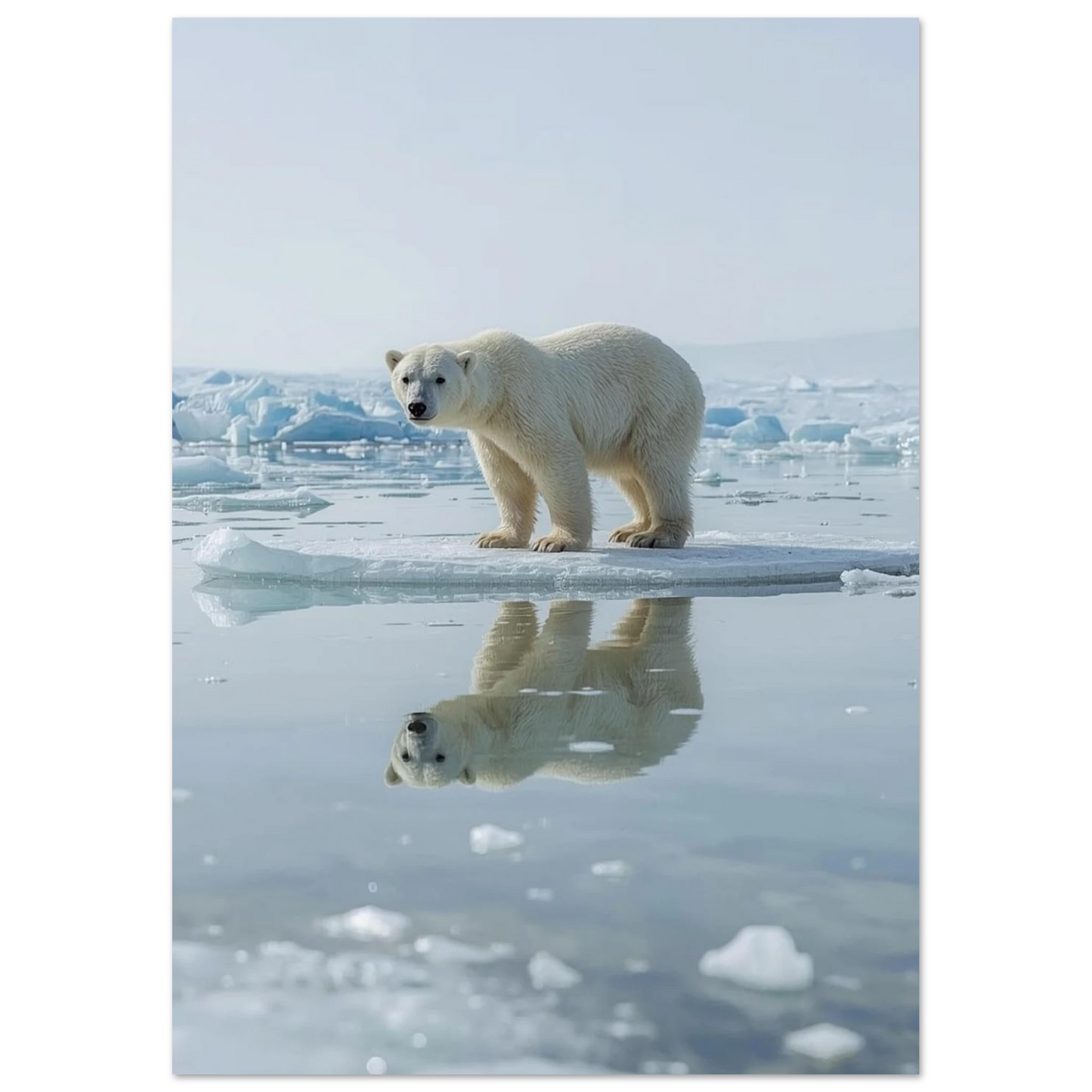 Vit isbjörn i blått polarlandskap – poster för modernt hem