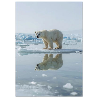 Vit isbjörn i blått polarlandskap – poster för modernt hem