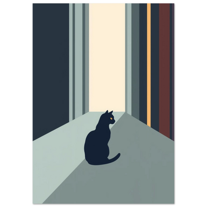 Minimalistisk kattposter med geometriska former och dämpade färger för vardagsrum