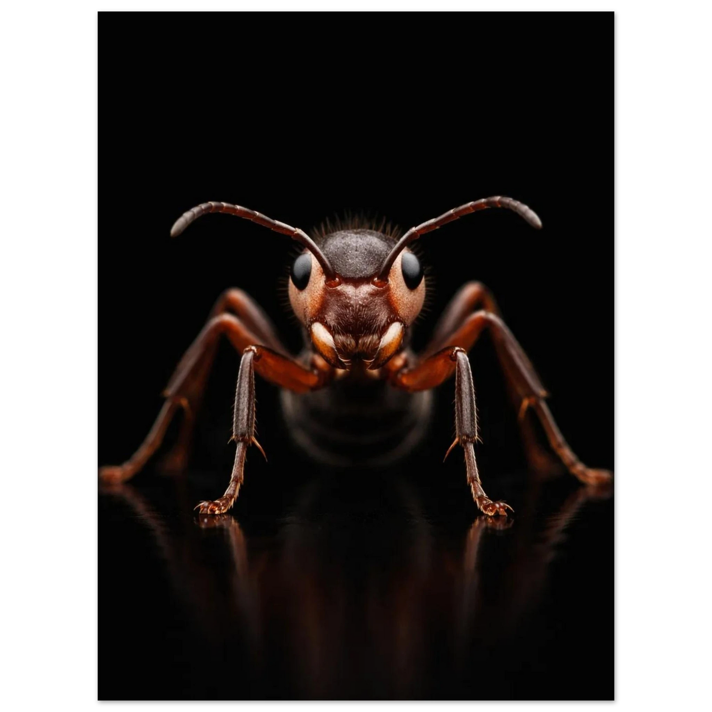 Detaljbild av myra med glänsande exoskelett framifrån – Fotorealistisk poster