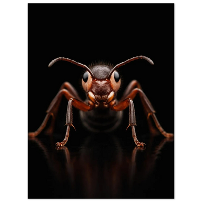 Detaljbild av myra med glänsande exoskelett framifrån – Fotorealistisk poster