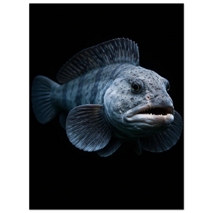 Närbild av havskatt från sidan med fokus på fjäll och fenor – Fotorealistisk poster
