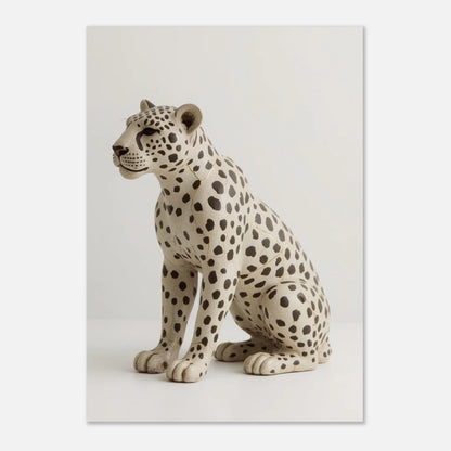 Stilren djurposter av en leopardstaty med guldliknande sprickor i modern stil