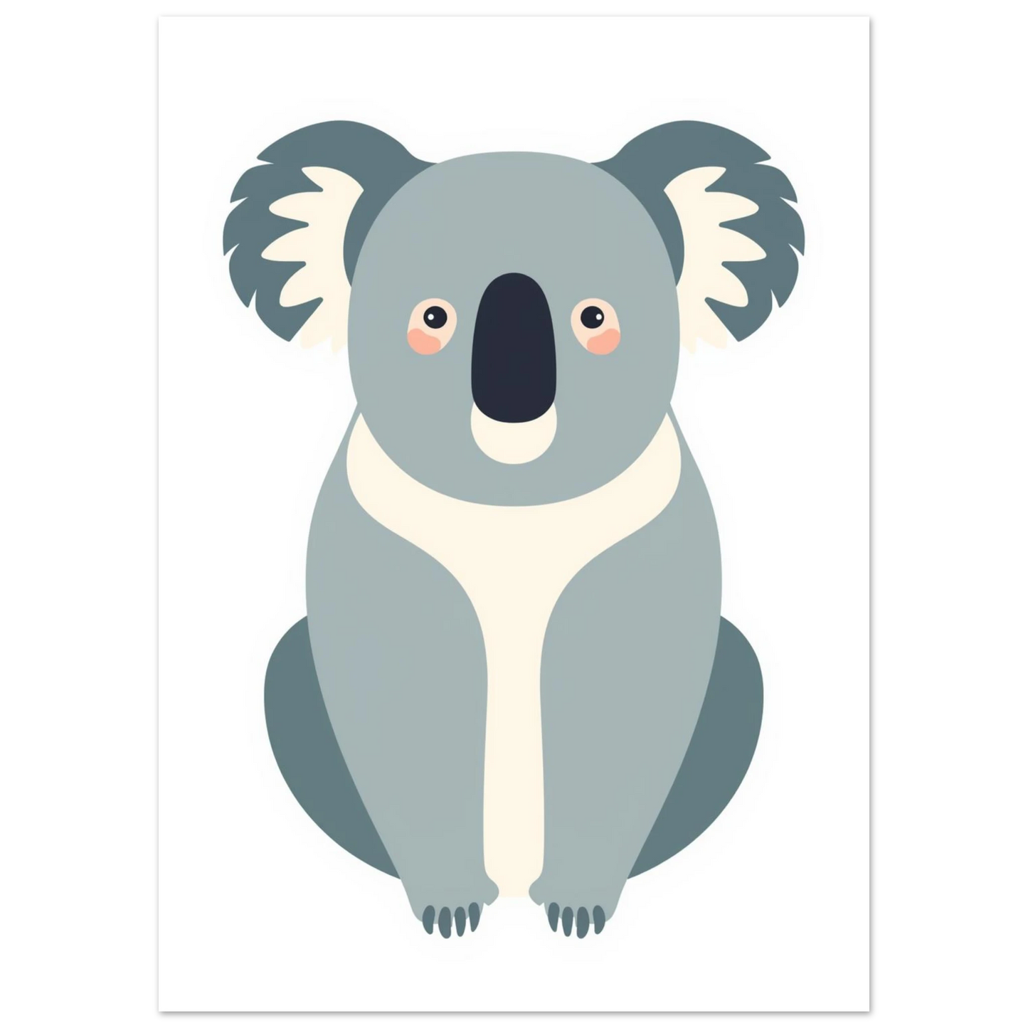 Illustration av en sittande koala med stora öron och rosa kinder