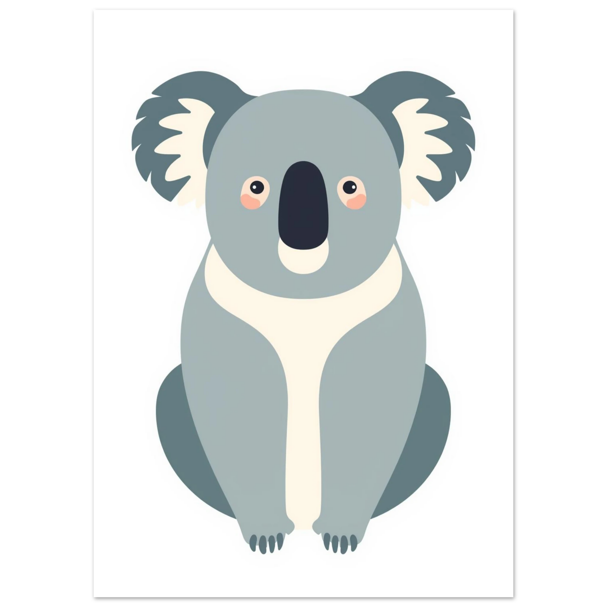 Illustration av en sittande koala med stora öron och rosa kinder