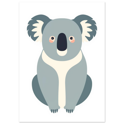 Illustration av en sittande koala med stora öron och rosa kinder