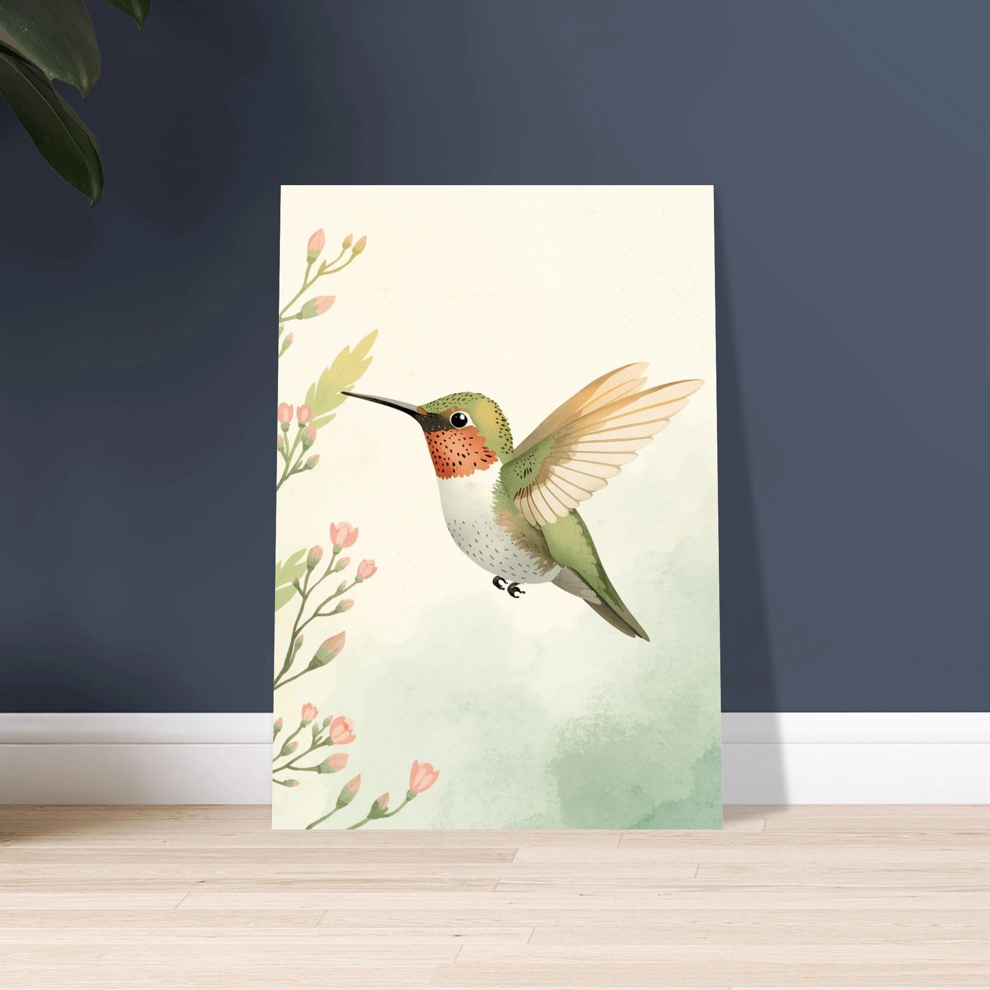 Kolibri i sagolik illustration, mjuk och drömsk stämning