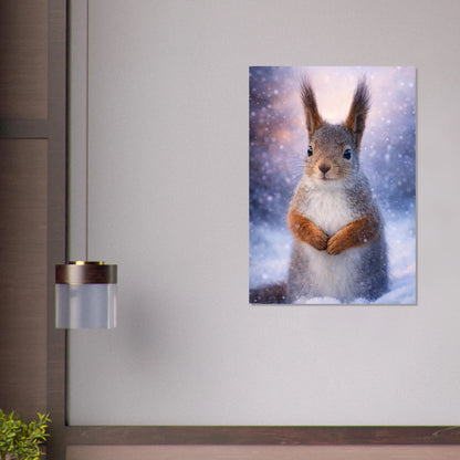 Charmigt djurporträtt av en ekorre i harmoni med vintern – målad poster