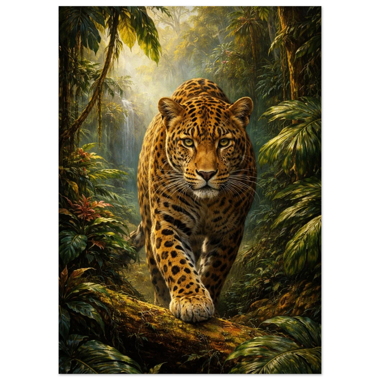 Leopard i djungel, med fokus på ögonen – Målad poster