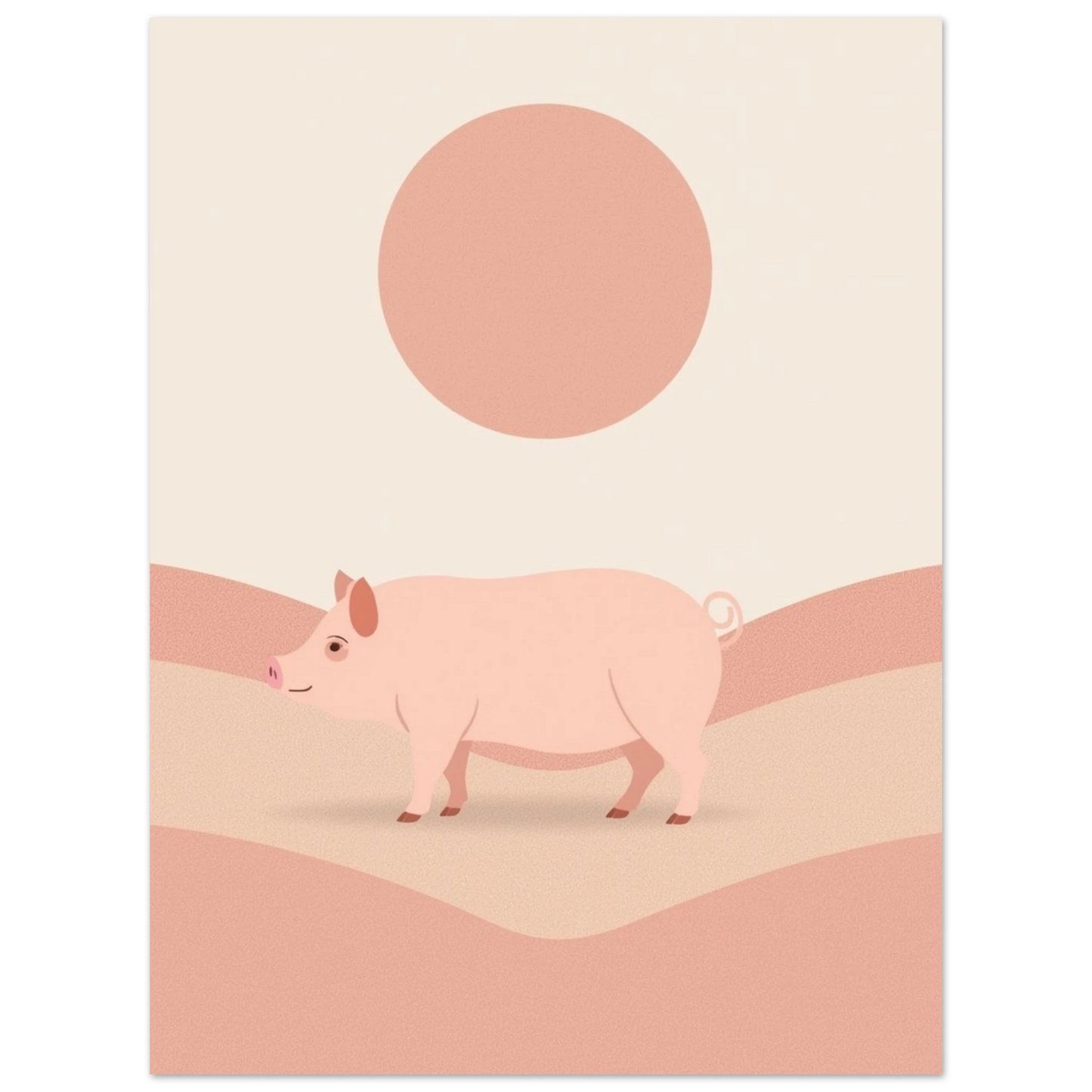 Modern konstposter föreställande en gris i en harmonisk naturmiljö
