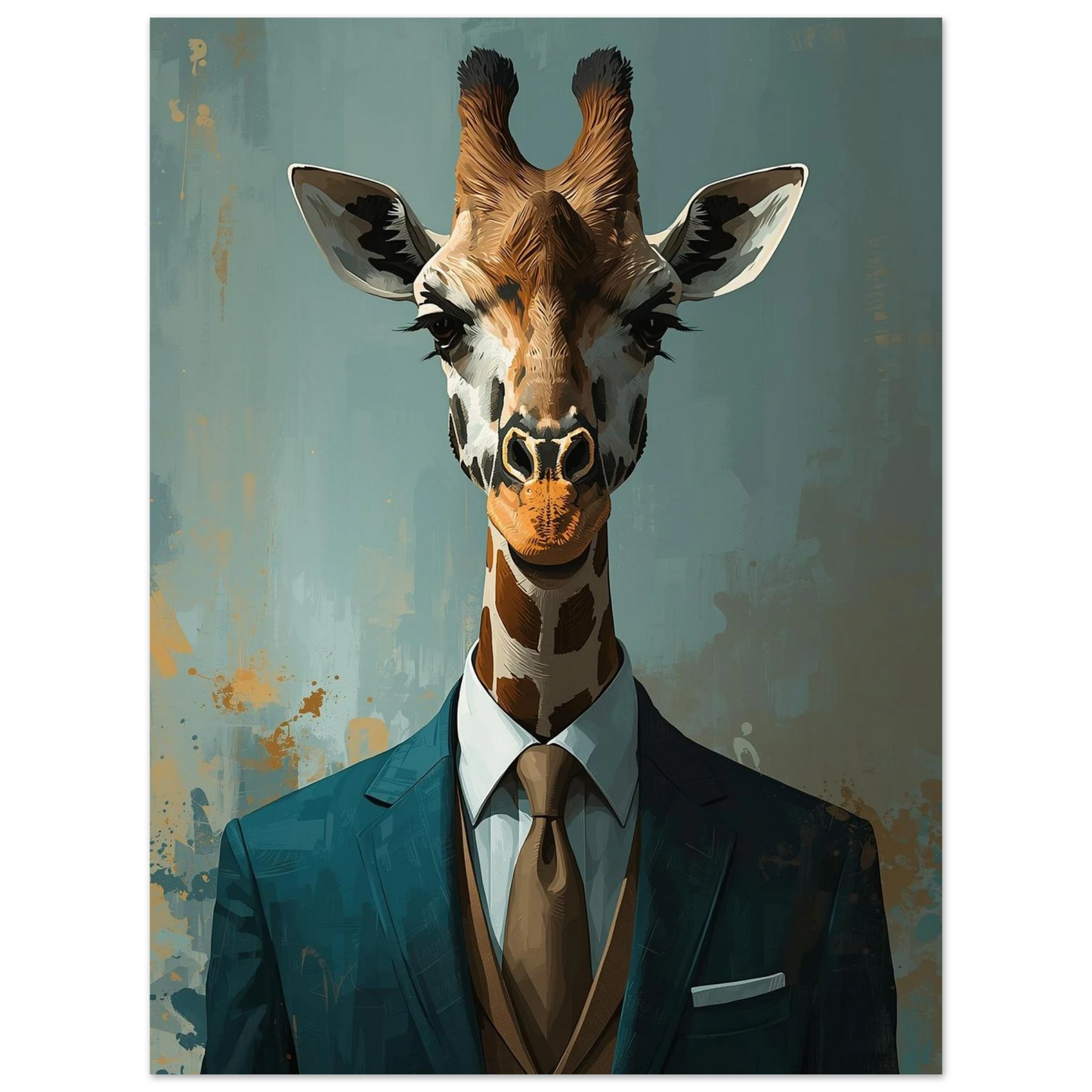 Målning av en giraff med sofistikerad blick – målad poster