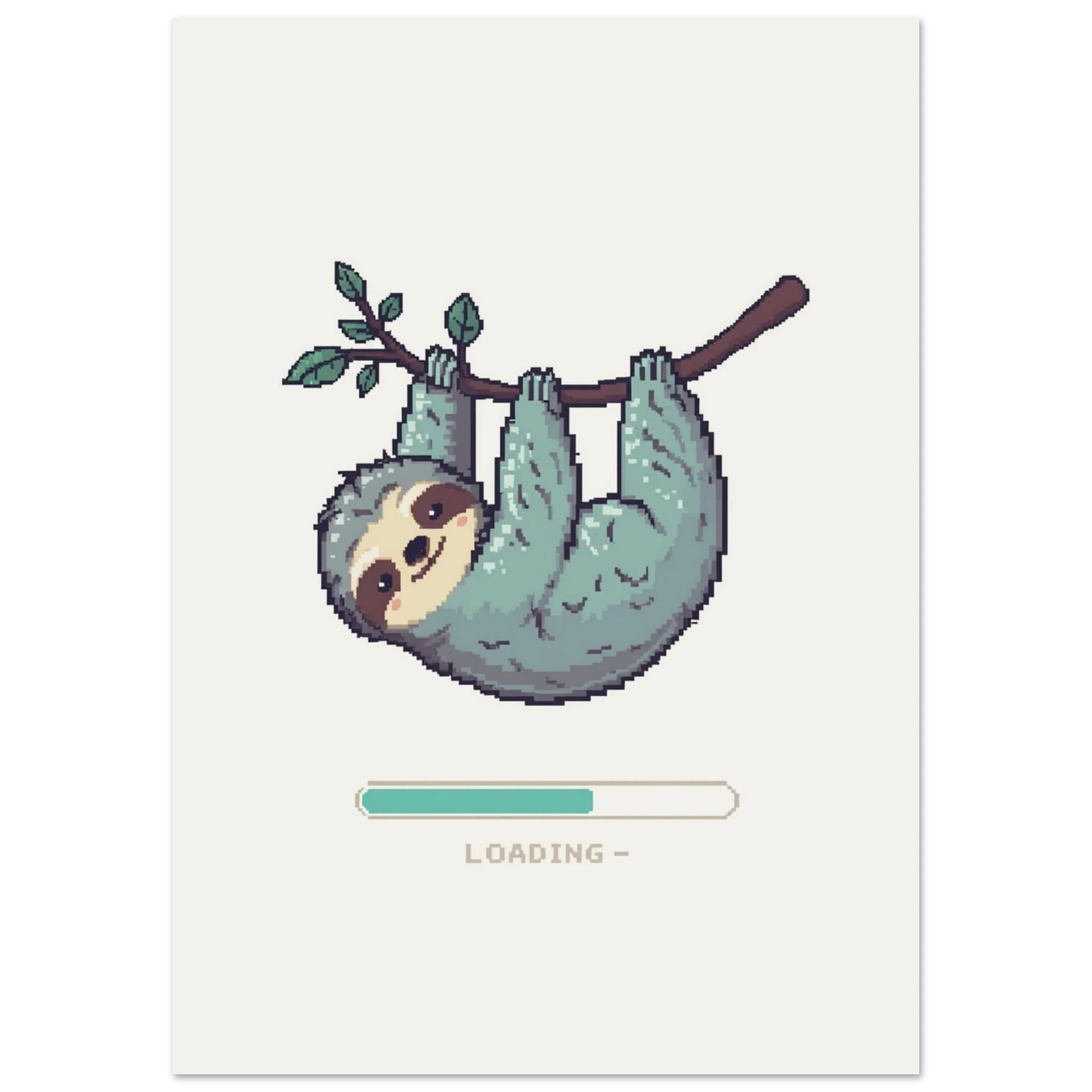 Digital illustration av en sengångare i pixelgrafik, minimalistiskt naturmotiv