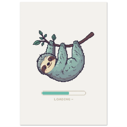 Digital illustration av en sengångare i pixelgrafik, minimalistiskt naturmotiv
