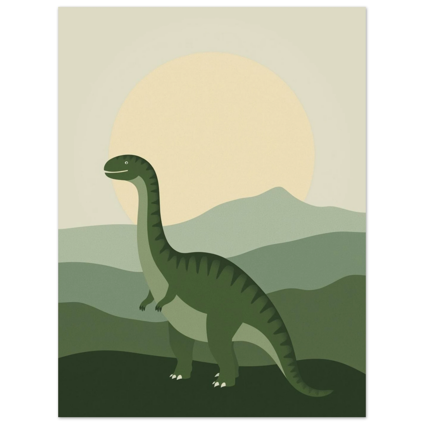 Dinosauriemotiv med en förhistorisk gigant i ett grafiskt naturlandskap