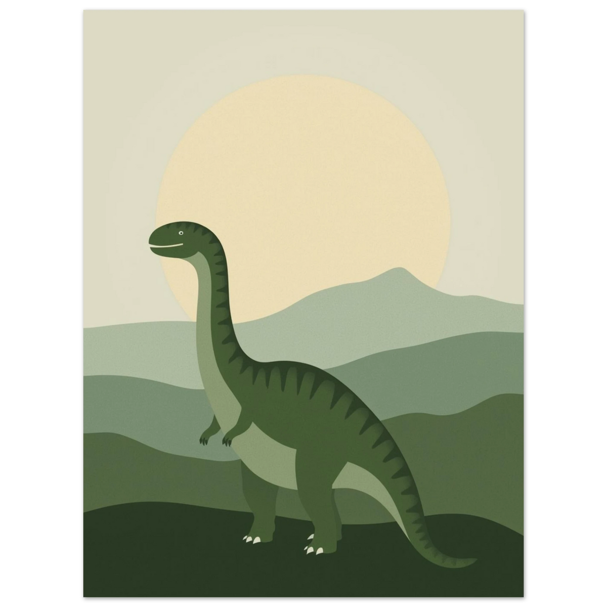 Dinosauriemotiv med en förhistorisk gigant i ett grafiskt naturlandskap