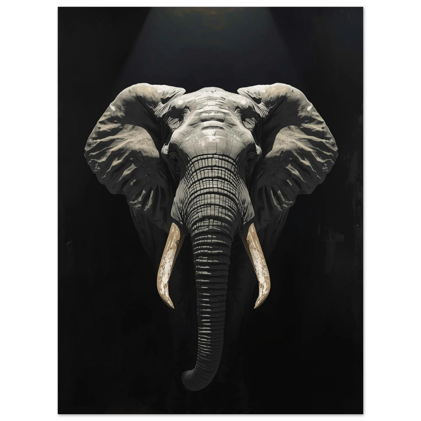 Detaljrik målning av elefant med fokus på rynkig hud