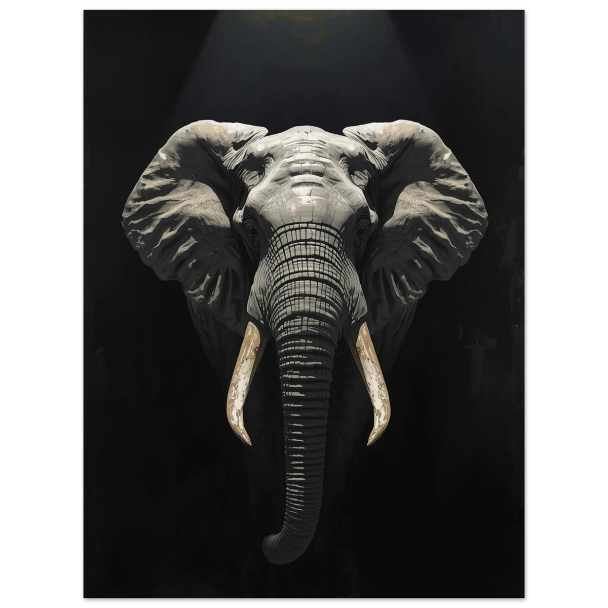 Detaljrik målning av elefant med fokus på rynkig hud