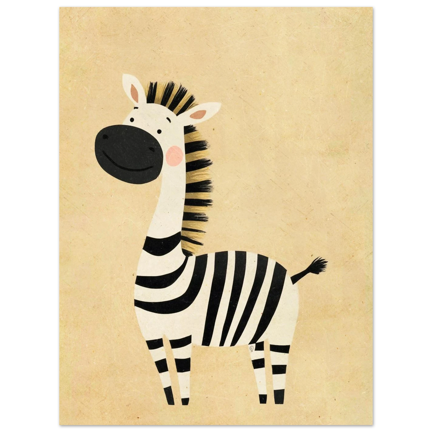 Vänlig zebraposter med konstnärlig textur för ett ombonat barnrum
