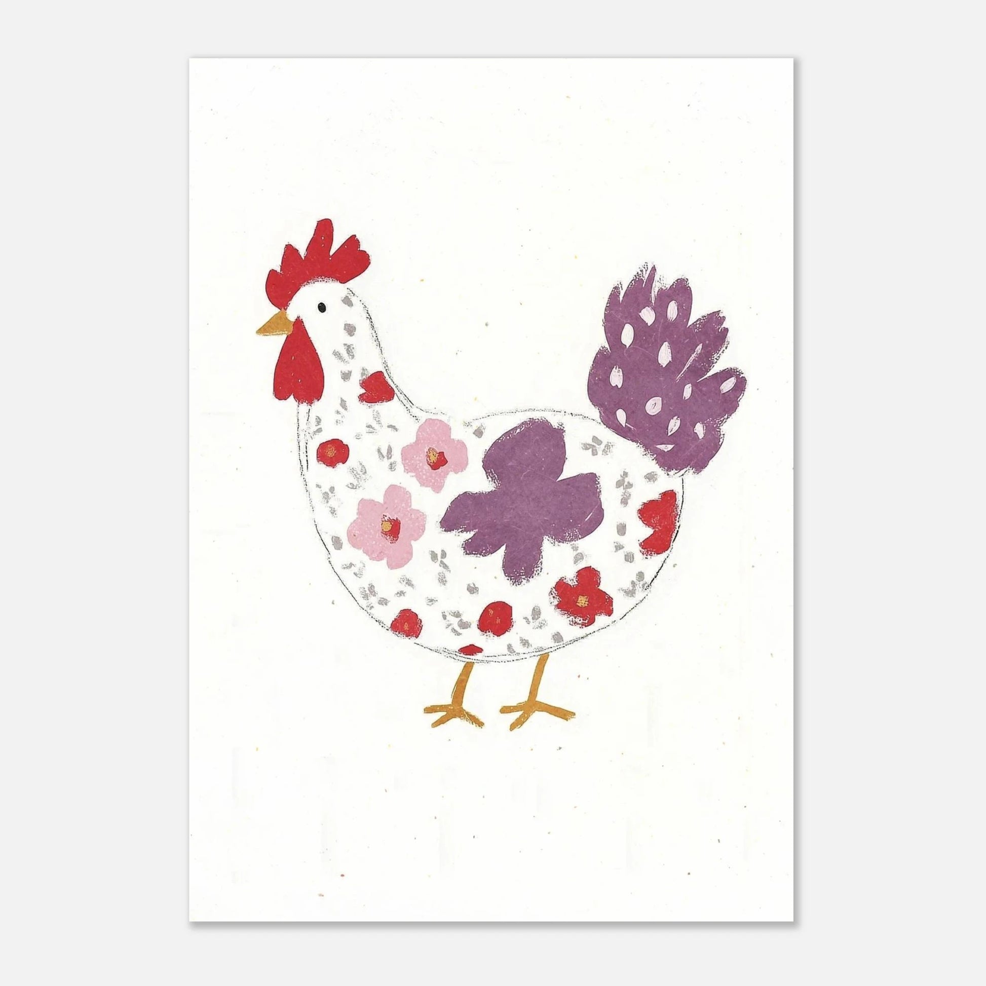 Inramad poster med blommig tuppmotiv i modern grafisk stil för köket