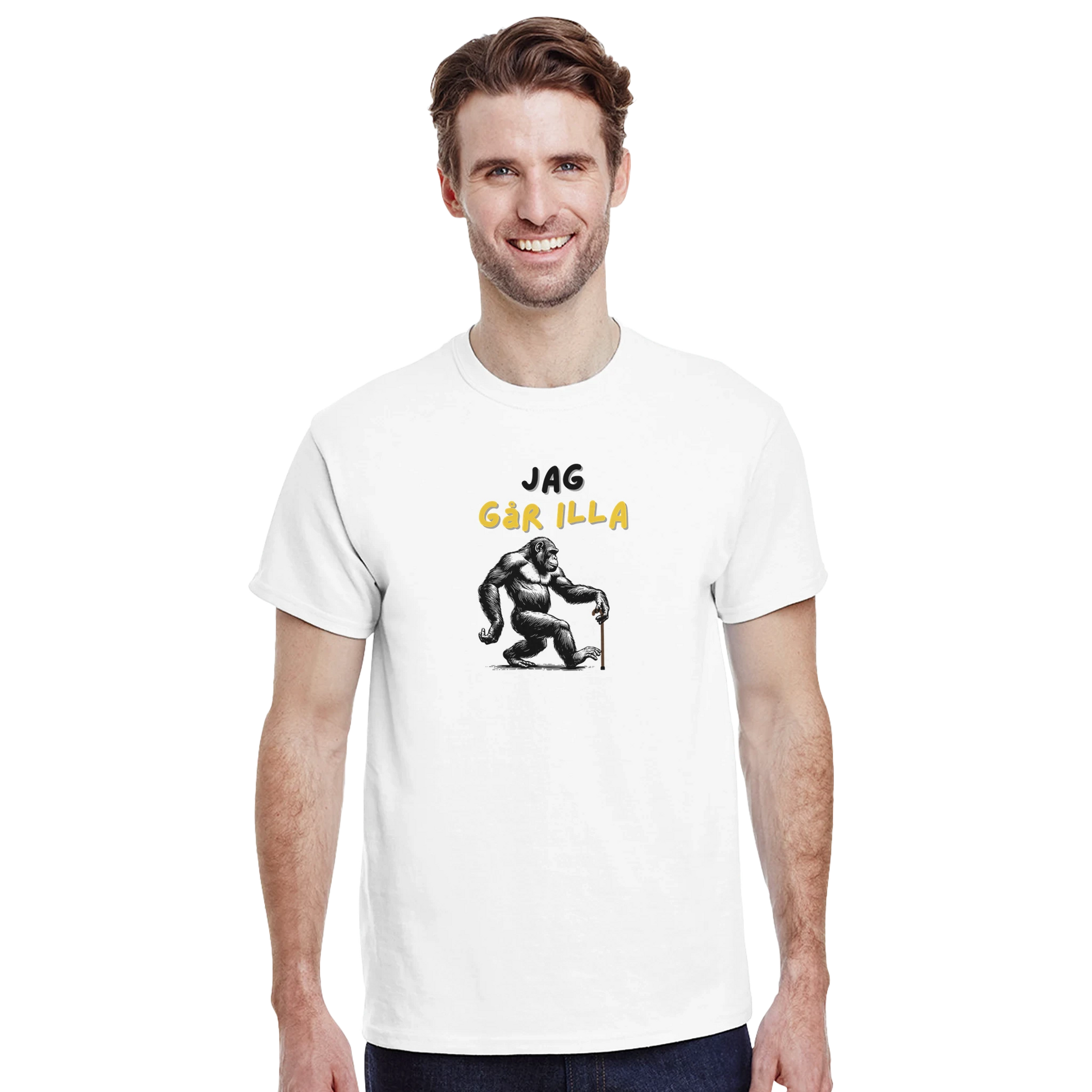 Baksidan av en vit klassisk bomulls t-shirt – Tecknad T-shirt