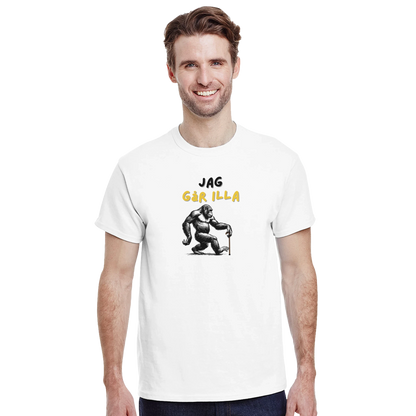 Baksidan av en vit klassisk bomulls t-shirt – Tecknad T-shirt