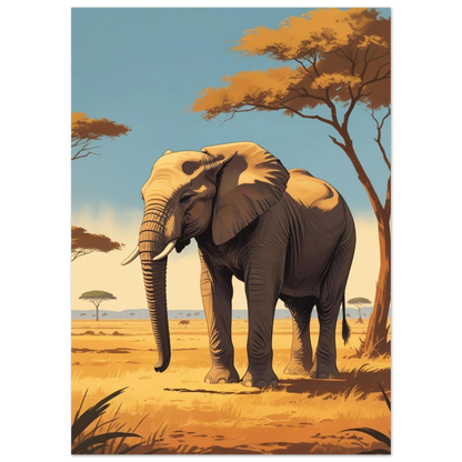 Ståtlig elefant i varmt motljus på den afrikanska stäppen