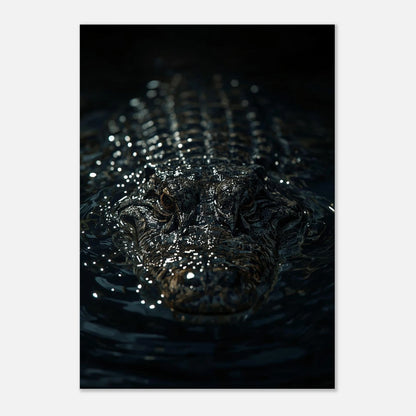 Kraftfullt naturmotiv av en alligator i mörk miljö – canvastryck
