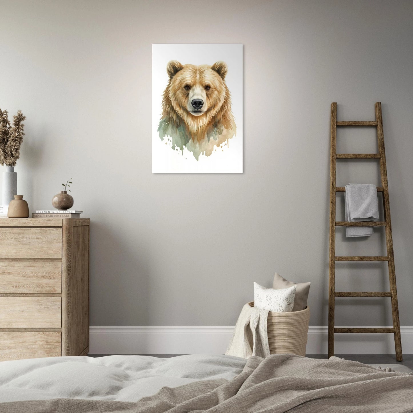 Närbild på björnhuvud med mjuka penseldrag – Målad poster