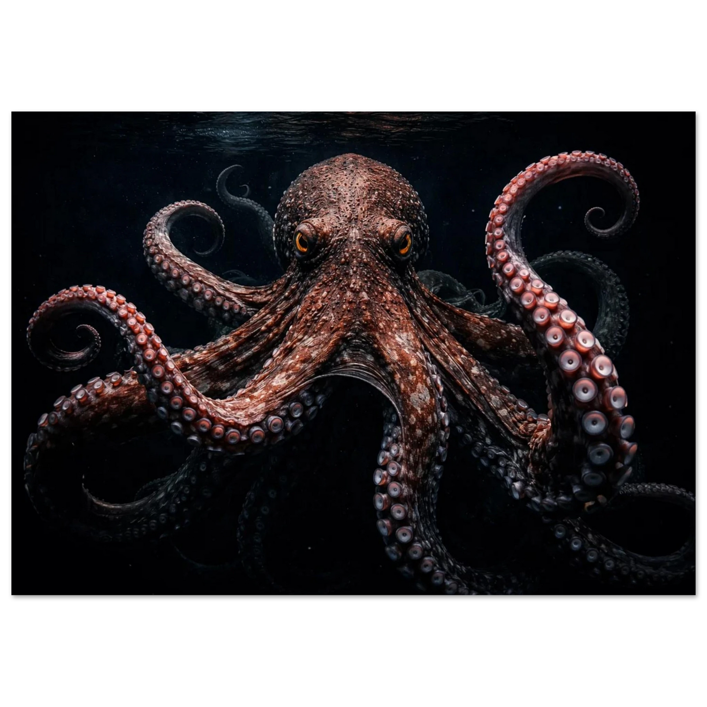 Detaljerad bild av Kraken med ett svagt vattenytemönster ovanpå – Målad poster