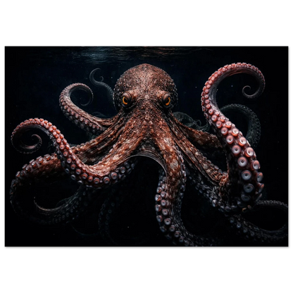 Detaljerad bild av Kraken med ett svagt vattenytemönster ovanpå – Målad poster