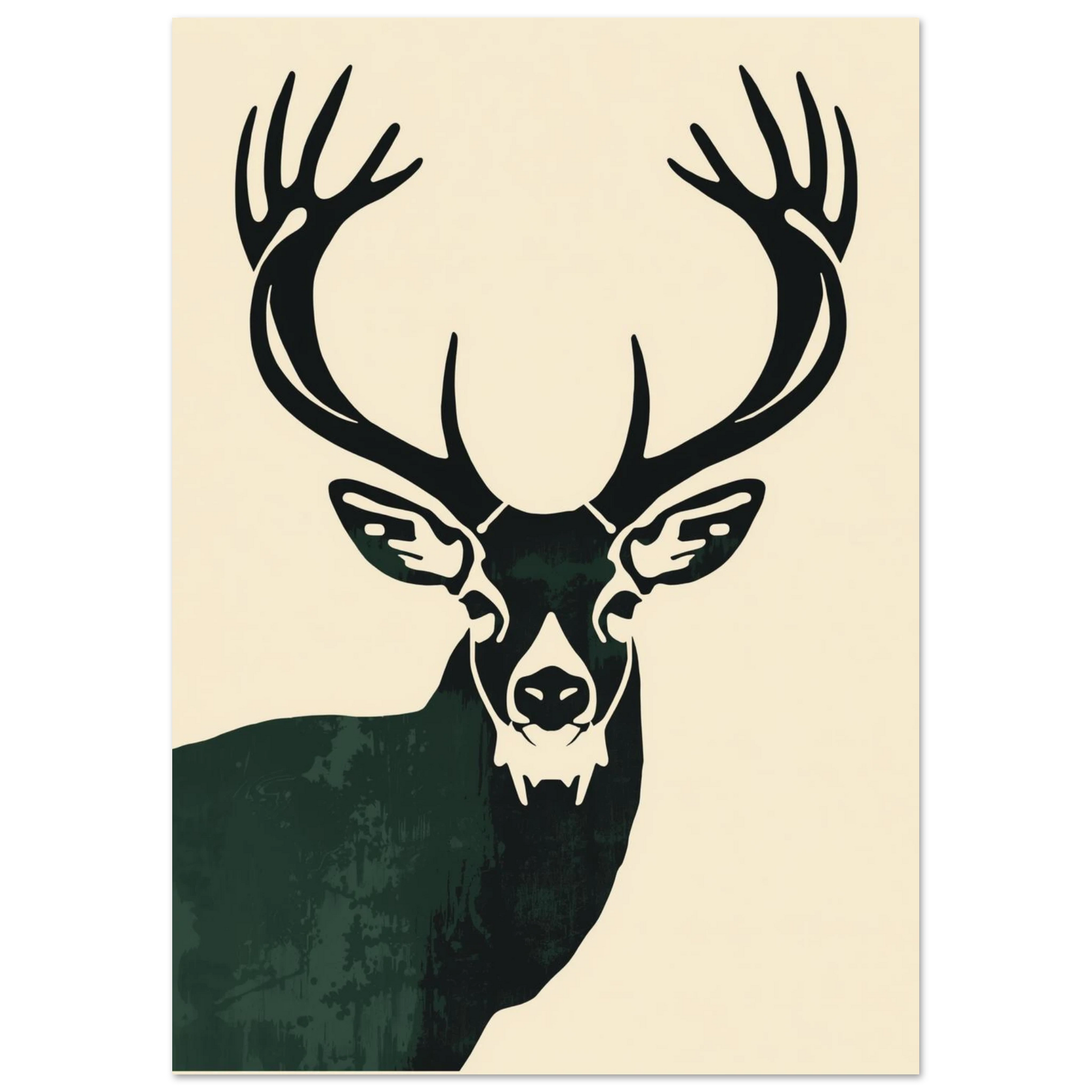 Konstnärligt djurmotiv av en ståtlig hjort i minimalistisk illustrationsstil