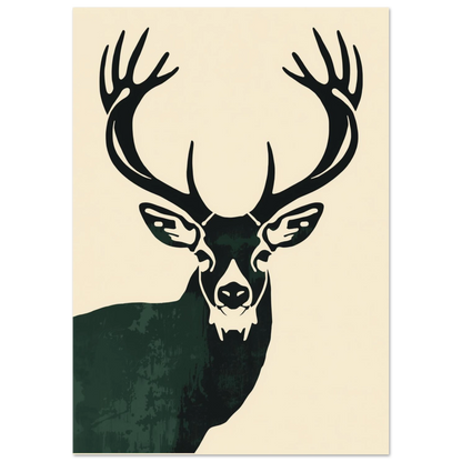 Konstnärligt djurmotiv av en ståtlig hjort i minimalistisk illustrationsstil
