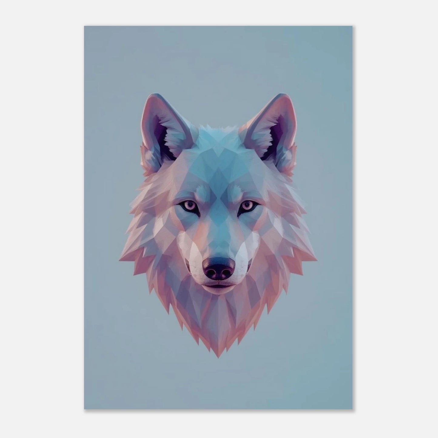 Stilren vargtavla skapad med modern low poly-teknik och mjuka skuggor