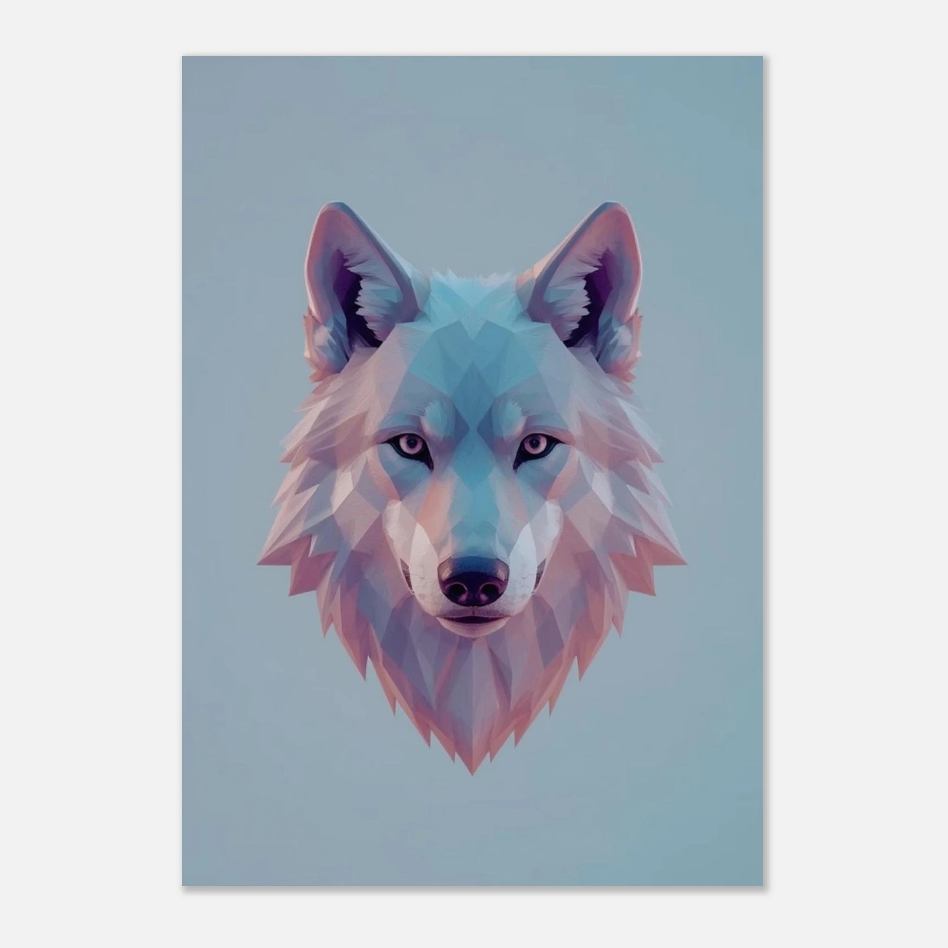 Stilren vargtavla skapad med modern low poly-teknik och mjuka skuggor