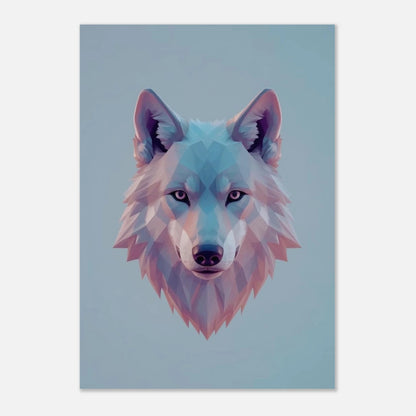 Stilren vargtavla skapad med modern low poly-teknik och mjuka skuggor