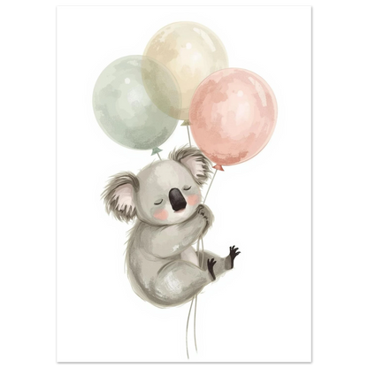 Närbild på illustrerad koala med slutna ögon och rosa kinder