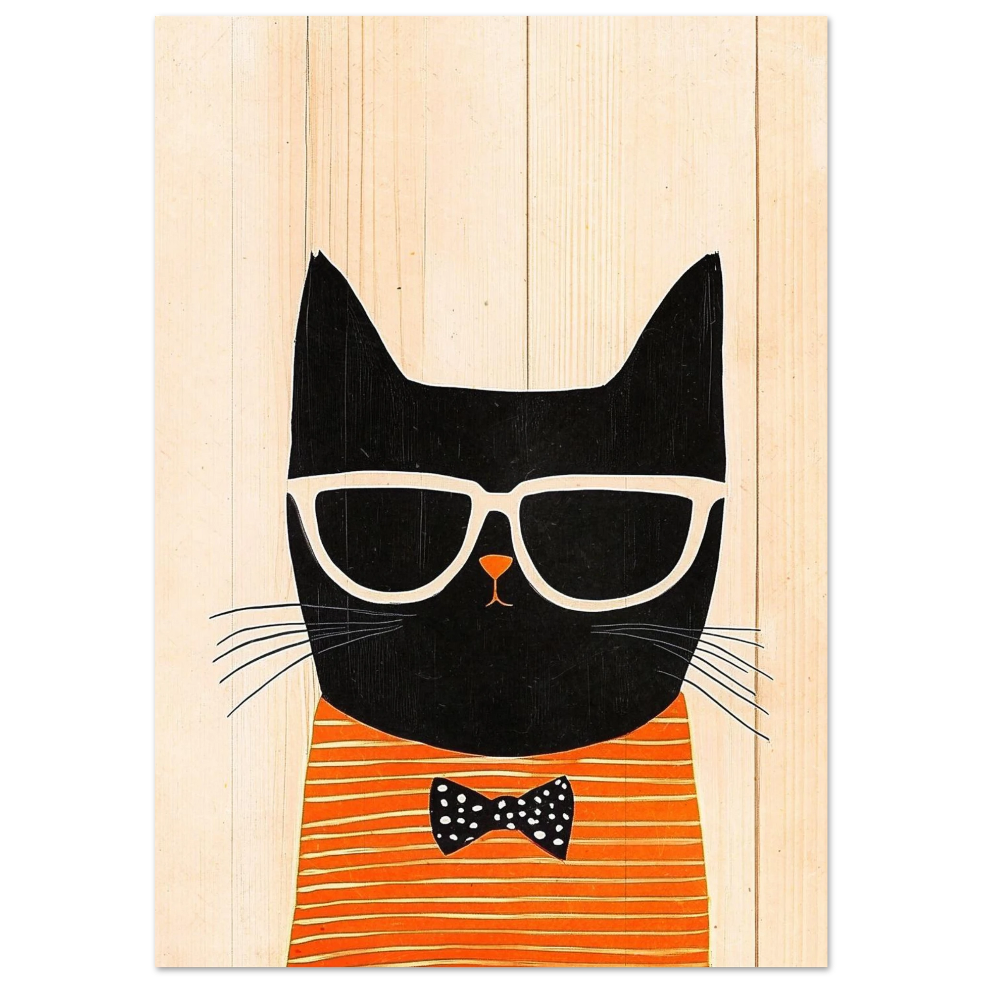 Grafiskt djurmotiv av cool katt i hipsterstil för modern inredning